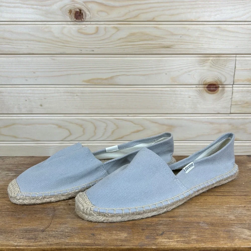 Soludos Dali Canvas Espadrilles Light Blue Slip On Flats Womens Size 8 EU 38.5